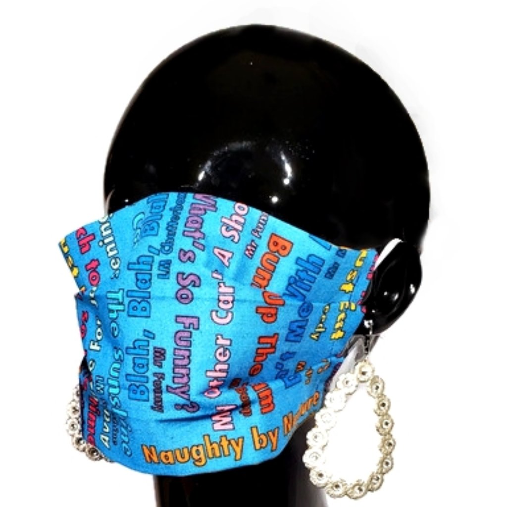 Blah Blah ~ Random Words Handmade Cotton Facemask.